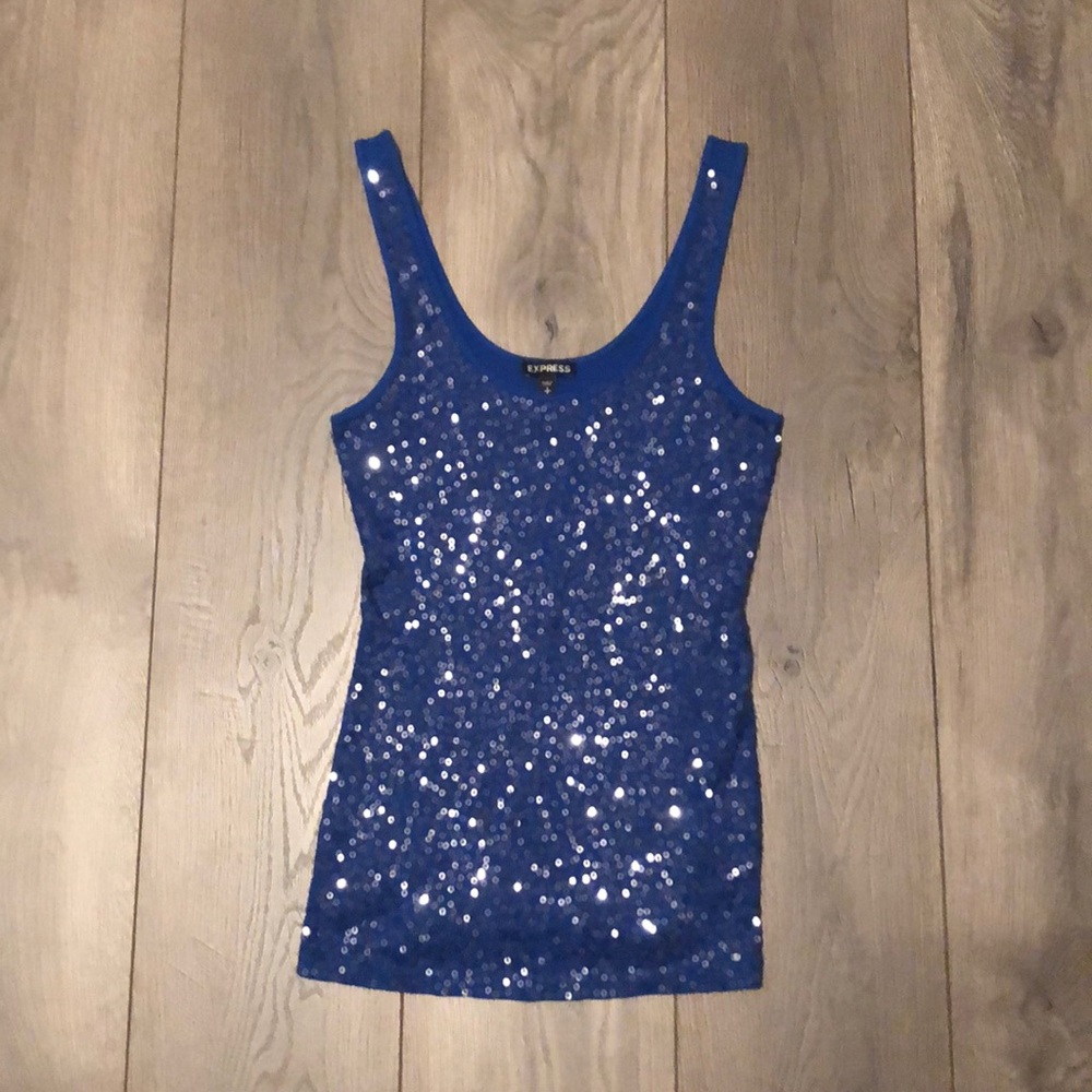 Express Sequin Embellished Sparkle Tank Top